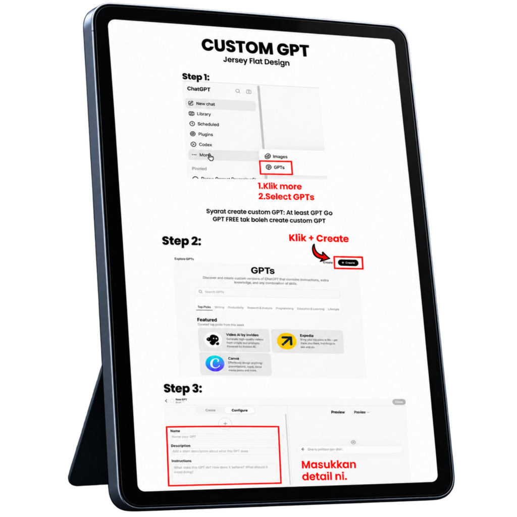 Tutorial Custom GPT Jersey Flat Design